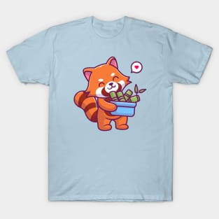 Cute Red Panda Bring Bamboo T-Shirt